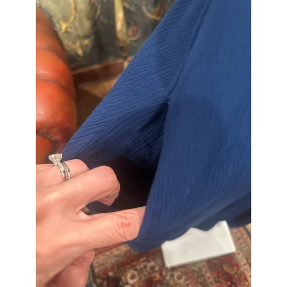 LOVESTITCH Navy Blue Gauze Maxi Dress Pockets S/M - Picture 5 of 12